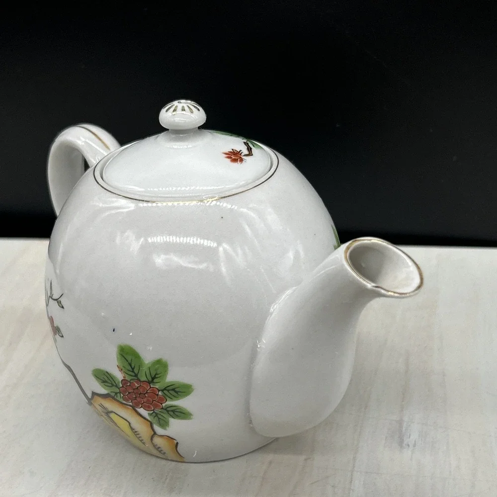 Floral Lowestoft Hand Painted Japan Teapot
